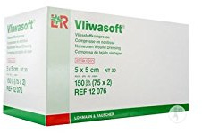 VLIWASOFT Vlieskompressen® Dimension 5 x 5 cm Packs 40 Beutel x 5 – 94209- zertifiziert Frankreich Medical Industrie