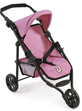 Bayer Chic 2000 - Puppenbuggy Lola, Jogging-Buggy, Puppenjogger, Puppenwagen, Jeans pink