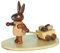 Osterhase mit Bollerwagen, H: 6 cm aus Holz im Kunsthandwerks-Stil, Osterdeko, Osterfigur