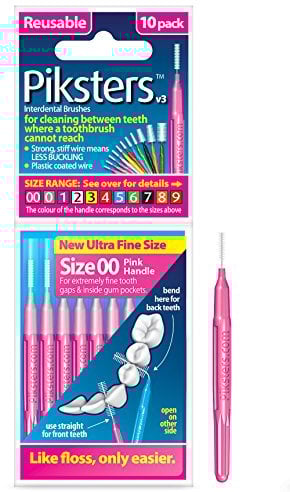 Piksters Interdentalbürsten, 10 Stück, Größe 00 (Rosa))