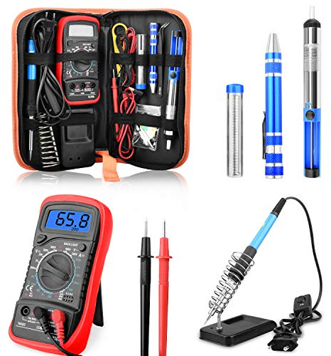 ETEPON Lötkolben Set, 60W Lötstation Temperatur Regelbar mit Digital Multimeter (upgrade)