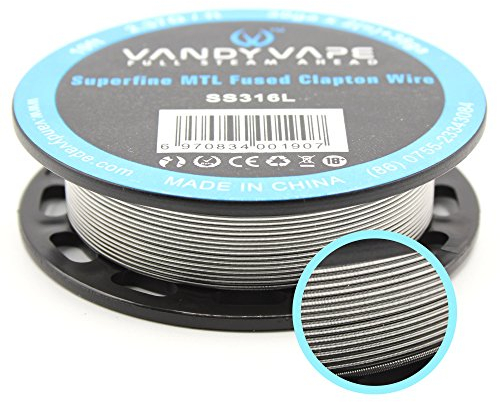 SS316L VandyVape Wire Wickeldraht Draht RBA RDA RDTA RTA Verdampfer, Atomizer, Vandy Vape Edelstahl (Superfine MTL Fused Clapton - 30ga x 2(=)+38ga)