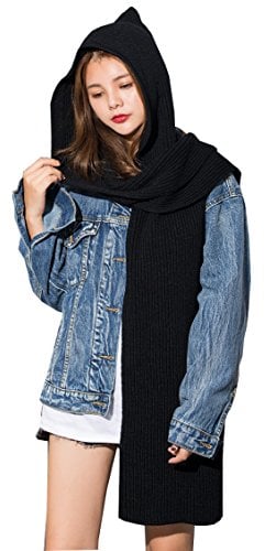 Hilmocho Damen Kapuzenschal Winter 2 in 1 Gestrickte Multifunktionale Schal Hut Kopf Schals Warme Kapuzen Schal für Frauen