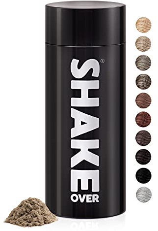 SHAKE OVER Veganes Streuhaar zur Haarverdichtung, mit Zink angereicherte Fasern, hochwertiges Schütthaar, Made in Europe (30 g, MEDIUM BLONDE)