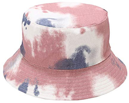 Haoohu Cappello a secchiello multicolore per donne uomini ragazze rana cappello da pescatore spiaggia cappello da sole per viaggi all'aperto, Rosa e blu., Taglia unica
