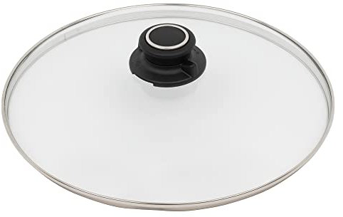 MaxxGoods Sicherheitsglasdeckel mit Edelstahlring und Deckelknopf (Ø 16cm)