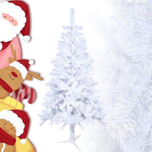 UISEBRT Albero di Natale Artificiale 120cm - Albero di Decorazione con Supporto in plastica, Bianco (PVC Bianco, 120cm)