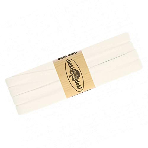 Schrägband Jersey 3m Breite 20mm Oaki Doki Tricot de Luxe Einfassband elastisch über 80 Farben, Farbe:naturweiß