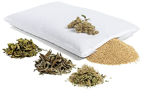 HIMMELGRÜN® Kräuterkissen - Bio Hirseschalen Kissen - Dufte Kräuterkissen - Handgemacht im Bregenzerwald - 40x60cm, Weiß mit Zipp