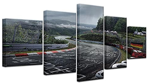 Wondbeau Poster & Kunstdrucke 5 Stück Leinwandrallye Nürburgring 150×80Cm Mit Rahmen 5 Panel Kunstdrucke Wandbild Malerei Modulare Wohnkultur Bürodekoration