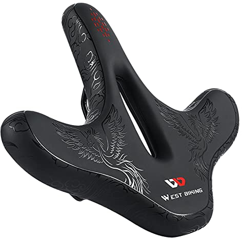 JXAA Übergroßer Komfort-Fahrradsitz Verbreiteter Fahrradsattel mit weichem, verdicktem Memory-Schaum-Kissen wasserdicht für Damen und Herren Universal Fit für Indoor/Outdoor-Bikes