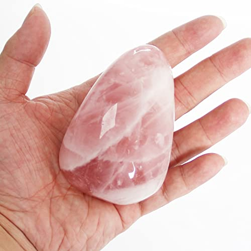 1 pezzi di pietra di Quarzo rosa, Quarzo rosa pietra di palma, pietra chakra e guarigione, pietra lucidata, 100% naturale e artigianale