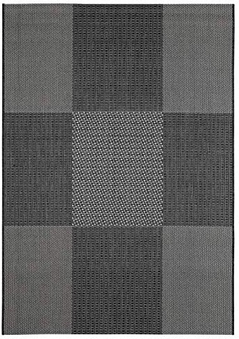 andiamo In- und Outdoorteppich Arizona für den Außenbereich, Webteppich für die Terrasse und den Balkon 200 x 290 cm anthrazit, 721904, Kästchen Anthrazit