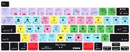 XSKN Final Cut Pro Shortcut-Tastaturabdeckung für MacBook Pro 2020 2019 mit Touch Bar und Touch ID 13 16 Zoll Tastatur A2338 M1 A2251 A2289 A2141 US-Layout