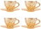Linkidea Set di 4 tazze da tè in vetro con piattini, tazze da caffè vintage da 6 once, bicchieri con fiori in rilievo e piattino, tazze da tè in vetro per adulti per tea party, famiglia, amici (Ambra)
