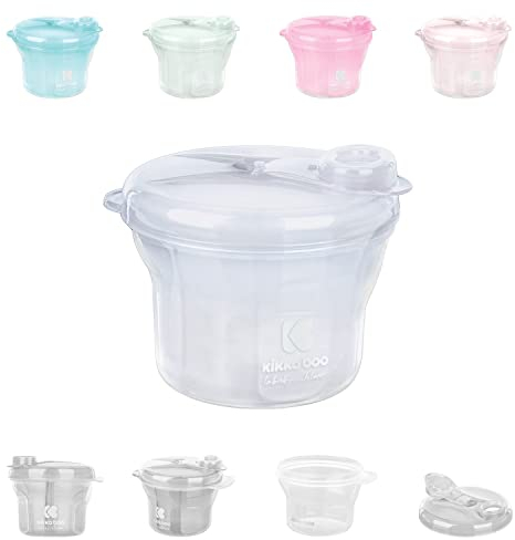 KikkaBoo Dispensador de Leche en Polvo 2 en 1, Dosificador con 3 Espacios de Almacenamiento, Fácil de Transportar, Azul Claro