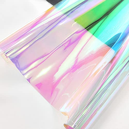 30cmx135cm Holografisches Vinylgewebe Rollen, schillernder transparenter PVC-Stoff, Wasserdicht Kunstleder Für Kunsthandwerk, DIY-Dekoration (Schillerndes Rot-Gelb)