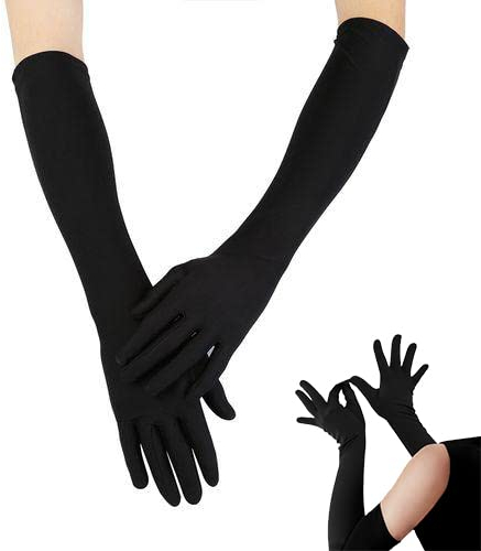 Butyeak Guantes Largos y Vintage de Satén Para Mujer - Guantes nupciales y para Fiesta de Noch, Accesorios Hasta los Codos, 1920 Flapper - Disfraces Novia