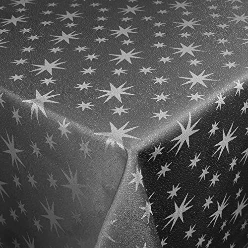 Lurex Tischdecke Sterne Farbe und Größe wählbar - Eckig 130x220 cm Dunkelgrau - dezent glitzernd Tischdecke Weihnachten
