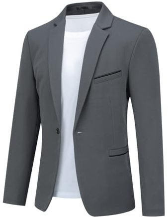Allthemen Blazer Formale Uomo Slim Fit Giacca da Abito Elegante Un Bottone | Risvolto,Tinta Unita,Vera Tasca Sul Petto,Casual Sportivo,Smoking Formale,Tessuto Elastico,2 Tasche,Per Business Matrimoni