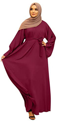 Frauen Elegant Muslim Hijab Kleidung Islam Dubai Abaya Gebetskleid Einfarbig Lose Einteilige Gebetskleid Volle Abdeckung Muslimische Mode Fledermausärmel Jilbab Hijab Robe Frauen Kleid
