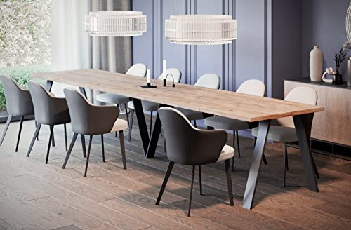 Endo-Moebel XXL Esstisch Lungo 130 cm - 405 cm erweiterbar Küchentisch bis 12 Personen Matt (Craft Eiche)
