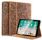 Gexmil Coque pour iPad Pro 12,9 Pouces Cover,2ème/1ème Génération(2017/2015) Étui en Cuir Véritable,Sommeil/Réveil Automatique,Stand Réglable,Antidérapant,Anti-Empreinte Digitale,Fleurs Brun-DE