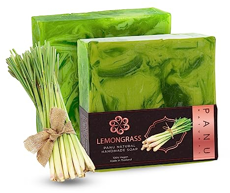 Panu Seifen Lemongrass - Vegane Duschseife für alle Hauttypen - Naturseife als festes Duschgel und festes Shampoo - Premium Soap Bar - Natürlicher Duschbrocken als festes Duschgel