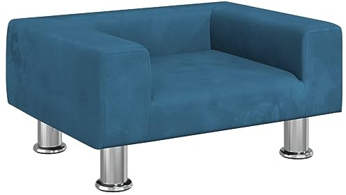 vidaXL Hundebett, Hundekissen mit weicher Polsterung, Hundesofa Hundecouch für kleine Hunde Haustiere, Haustierbett Katzenbett, Blau Samt