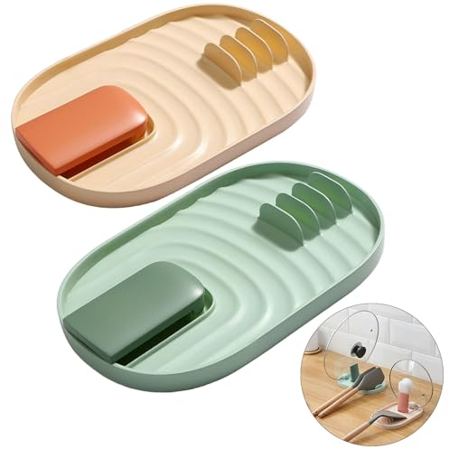 KASESSS 2 Stück Topfdeckelhalter Löffelablage Ständer, Faltbar Halter für Topfdeckel und Löffel, Multifunktional Küchenutensilablage, Topfdeckelablage und Besteckablage zur Vermeidung von Tropfflecken