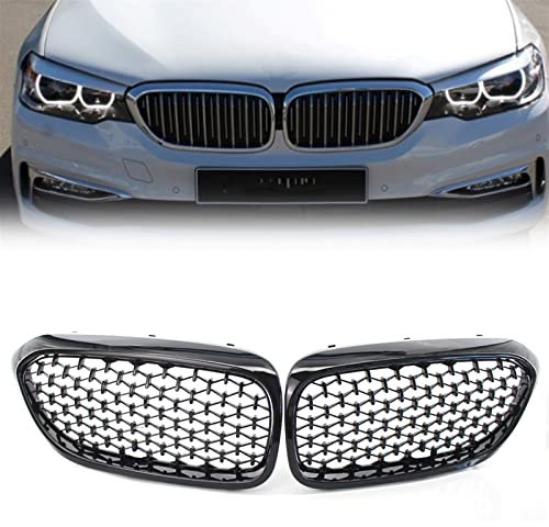 Kühlergrille Silberner Schwarzer Kühlergrill Für B&M&W 5er M5 G31 520i 530i 540i Für G30 G31 2016-2019 Grill Vorne Niere Diamant Gypsophila (Color : Schwarz)