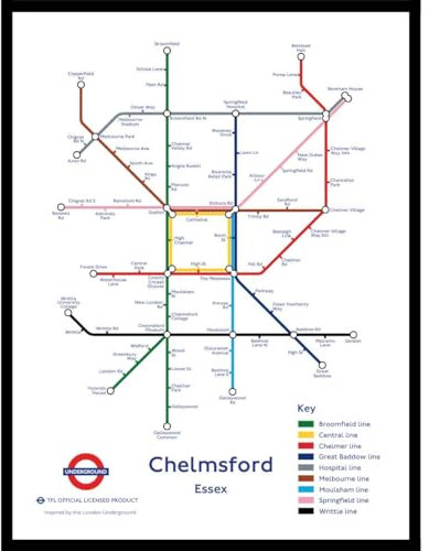 The Happy Puzzle Company - Chelmsford Underground Jigsaw Map 1000 Pieces - Jigsaw Puzzles for Adults 1000. This is an official Transport For London licenced product.
