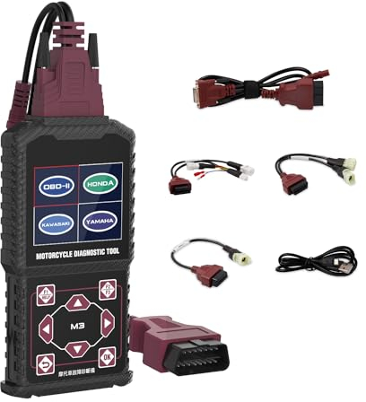 OBD2 Motorrad-Diagnosegerät - Fehlercode-Leser und Scanner für Motorräder - Kompatibel mit Yamaha 2/3/4P, Kawasaki 4-6P, Honda 4P und OBDII-Motorrädern (Nicht für Fahrräder geeignet)
