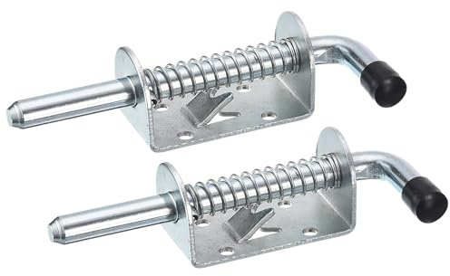 sourcing map Barrel Bolt Latch, 2Pcs 10x120mm - Carbon Steel Galvanized Spring Loaded Gate Latch Pin, Sliding Door Lock for Trailer Doors Cabinets Chests Tailgate (Silver)