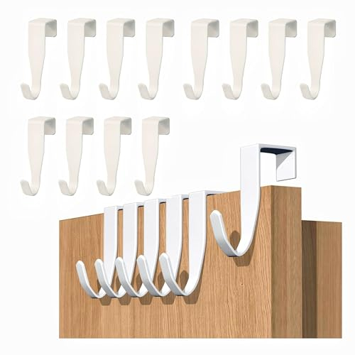 12 piezas Perchero Puerta, Colgador Puerta Acero Inox Ganchos Puerta Sin Taladrar Ganchos para Colgar Adecuado Para Dormitorio, Baño, Cocina, Armario