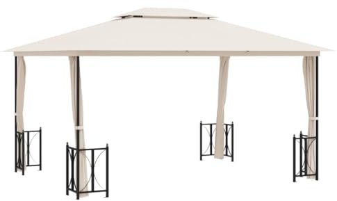 vidaXL Gazebo with Sidewalls&Double Roofs 3x4 m Cream