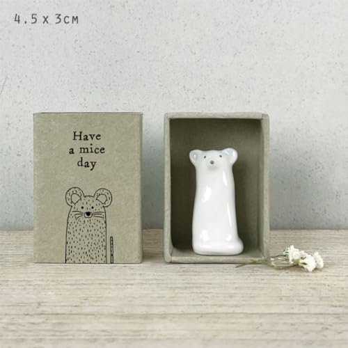 East of India Porcelain Mouse Matchbox Gift, Have a Mice Day Keepsake | Perfect for animal lovers, friendship gifts, birthdays and thoughtful surprises.