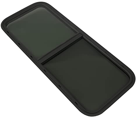 Finestra laterale per camper, roulotte, finestra a ghiera colorata W/schermo, finestra laterale, in vetro temperato nero, per camper, roulotte (1000 x 400 mm)