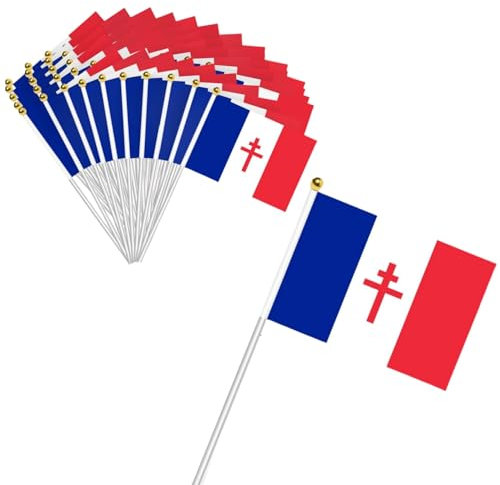 50pcs Drapeau France Libre Petits 14x21cm1940-1944 Mini Drapeau Ondulant Français De La Résistance Célébration Coupe du Monde Parade Supplies Match Cheer Waving Garden Party Decoration
