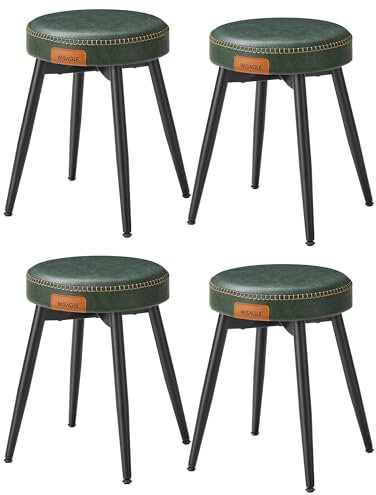 VASAGLE EKHO Kollektion - Esszimmerstühle, 4er Set, Küchenstühle, Kunstleder, Mid-Century-Modern-Stil, 48,2 cm hoch, für Küche, Esszimmer, einfacher Aufbau, waldgrün LDC171S05