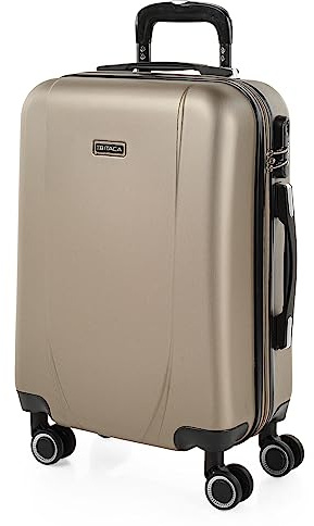 ITACA - Maleta de Cabina 55x40x20 - Maletas De Viaje Cabina Rígidas Trolley con 4 Ruedas Dobles para Avion Ligera Equipaje De Mano Candado de Combinación. Compatible Ryanair, Champagne