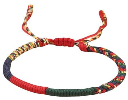 Fzcyuoo Handmade Buddhist String Bracelets, Tibetan Bracelet Adjustable Woven Rope Bracelet, Friendship Bracelets Good Luck String Armband for Lover Women Men (Red)