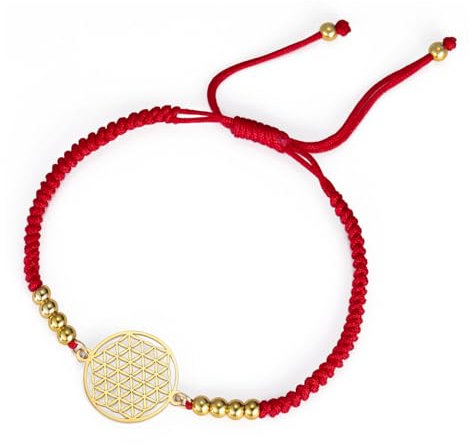 Amaxer Bracelet en corde tissée fleur de vie pour femme - Graine de vie - Mandala - Géométrie sacrée - Déclaration de protection - Bracelet en corde creuse réglable, Acier inoxydable