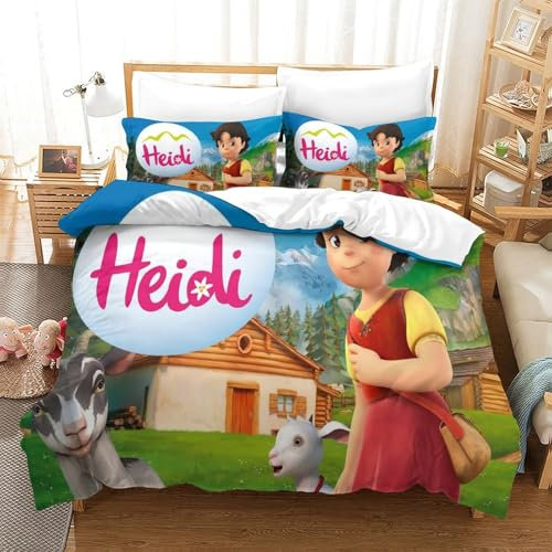 Rochile Heidi Bettbezug Bettwäsche Kinderbettwäsche-Set Reißverschluss Mit Kissenbezügen Betten Set Für Jungen Und Mädchen, Kinder Single（140x200cm）