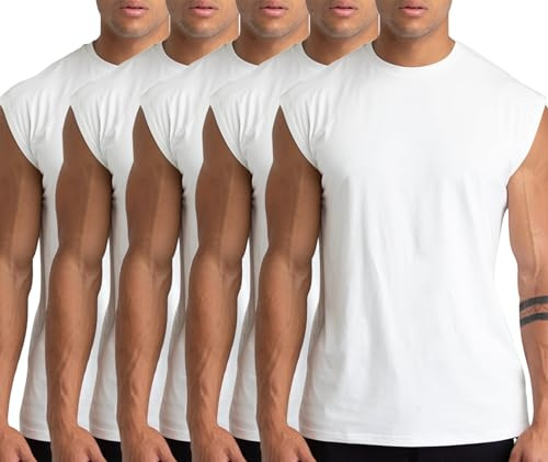 Herren Baumwoll-Tanktops, ärmellose Muskelshirts für Fitness & Training