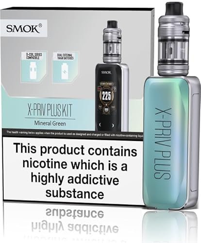 Smok X Priv Plus Vaping Kit, Ergonomic, Comfortable, Responsive Activation, Powered by Dual I8650 Batteries (Not Included), 2mL, E Cigarettes, E Cig, Smok Vaping, No Nicotine (Mineral Green)