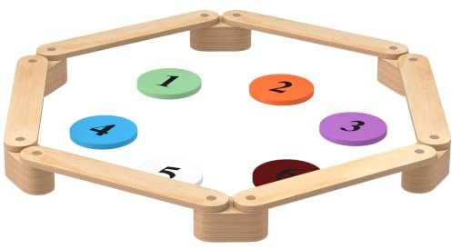 AIYAPLAY Balansbalk för barn, balansbalk, massivt furu trä, 6 delar för inomhus- och utomhusbruk, balansdriven montessori leksak, belastning 50 kg, naturlig