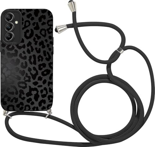 Coalbooliy Coque avec Cordon pour Samsung Galaxy S21 FE（5G） 6,4 avec Motif Léopard Case, Aesthetic Silicone étui avec Collier Réglable Corde Souple TPU Antichoc Housse Caméra Protection Fille Cover