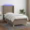 Rantry Boxspringbett mit Matratze und LED, Taupe, 90 x 190 cm, aus Stoff, Bettrahmen, Gestell, modernes Bett, Struktur für Wohnzimmer, Schlafzimmer Modell 3138761