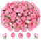 UCLEVER Lot de 60 Fleurs Artificielles, Rose Fausse Fleur 4cm, Petite Tête de Fleur Artificielle, Fleur en Tissu pour DIY Scrapbooking Mariage Gâteau Fête Jardin Artisanat (Rose)